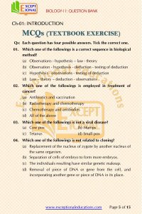 Bio-11, Ch-01 Introduction Question Bank 1
