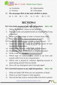 Bio-11, Ch-02, Model Paper Wh 3