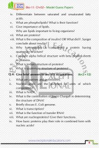 Bio-11, Ch-02, Model Paper Wh 4